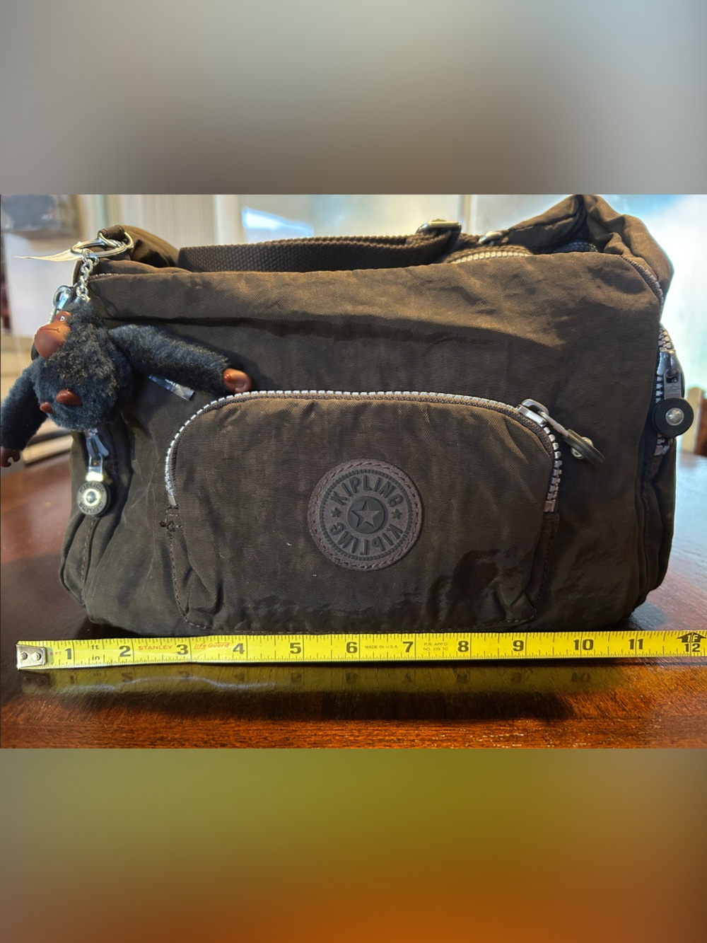 Kipling Chocolate Brown Crossbody Bag with signature Monkey Keychain - Picture 2 of 11